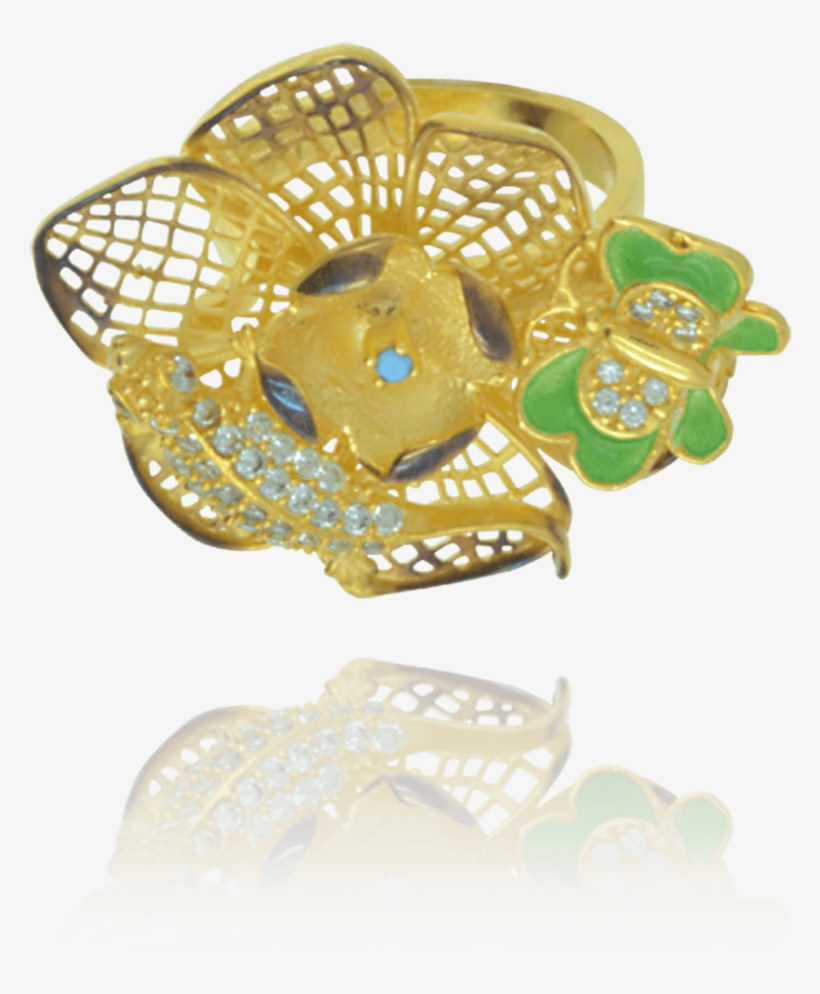 Golden Filigree Flower Ring - Belt Buckle, transparent png #2869709
