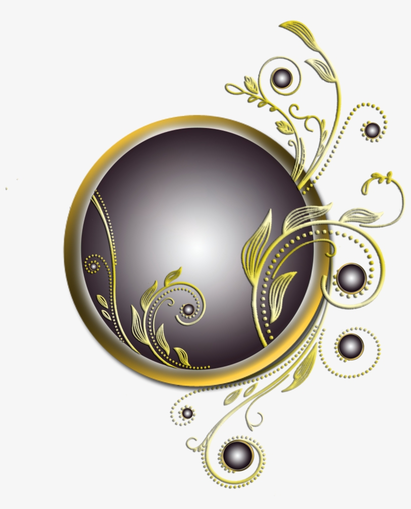 Black Pearl Gold Filigree - Schwarze Perle Mit Filigran Geschmückt Runde Wanduhr, transparent png #2870036