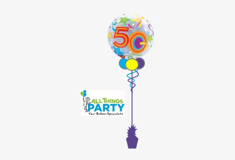 50th Birthday Bubble Balloon Multi Coloured - 50 Birthday Balloon
