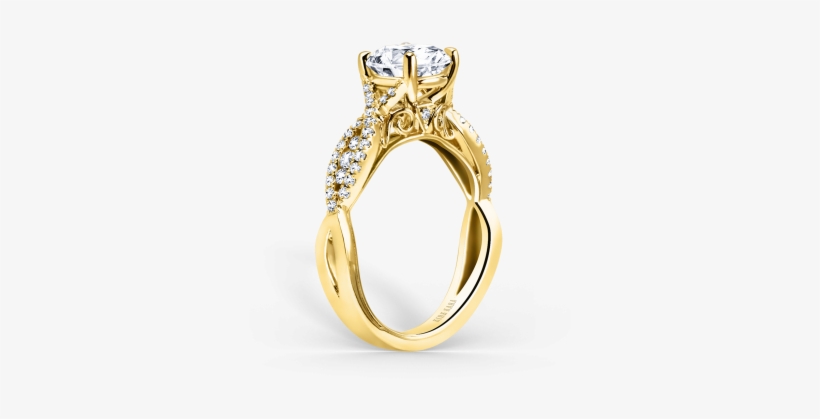 Pirouetta 18k Yellow Gold Engagement Ring - 1.75 Ct Round Diamond Split Shank Engagement Ring 14k, transparent png #2870364
