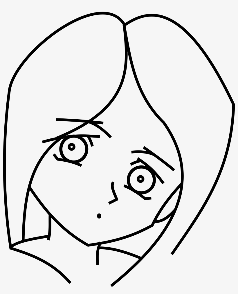Medium Image - Cartoon Girls Face Outline, transparent png #2870496