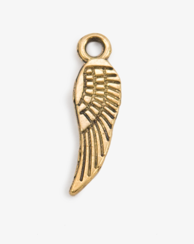 Gold Angel Wing Charm - Pendant, transparent png #2870652