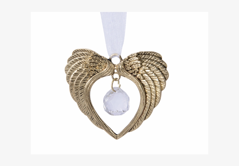 Gold Metal Angel Wings With Dangling Crystal Bauble - Gold, transparent png #2870847