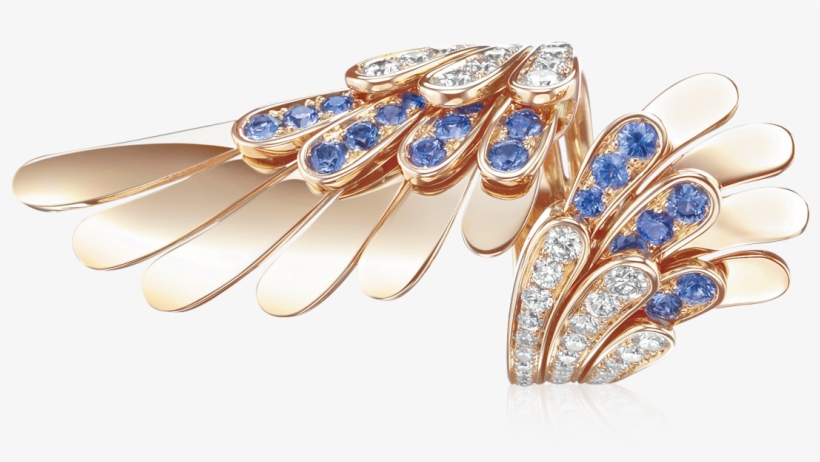 Gold Angel Ring With Diamonds And Saphires - Body Jewelry, transparent png #2870853