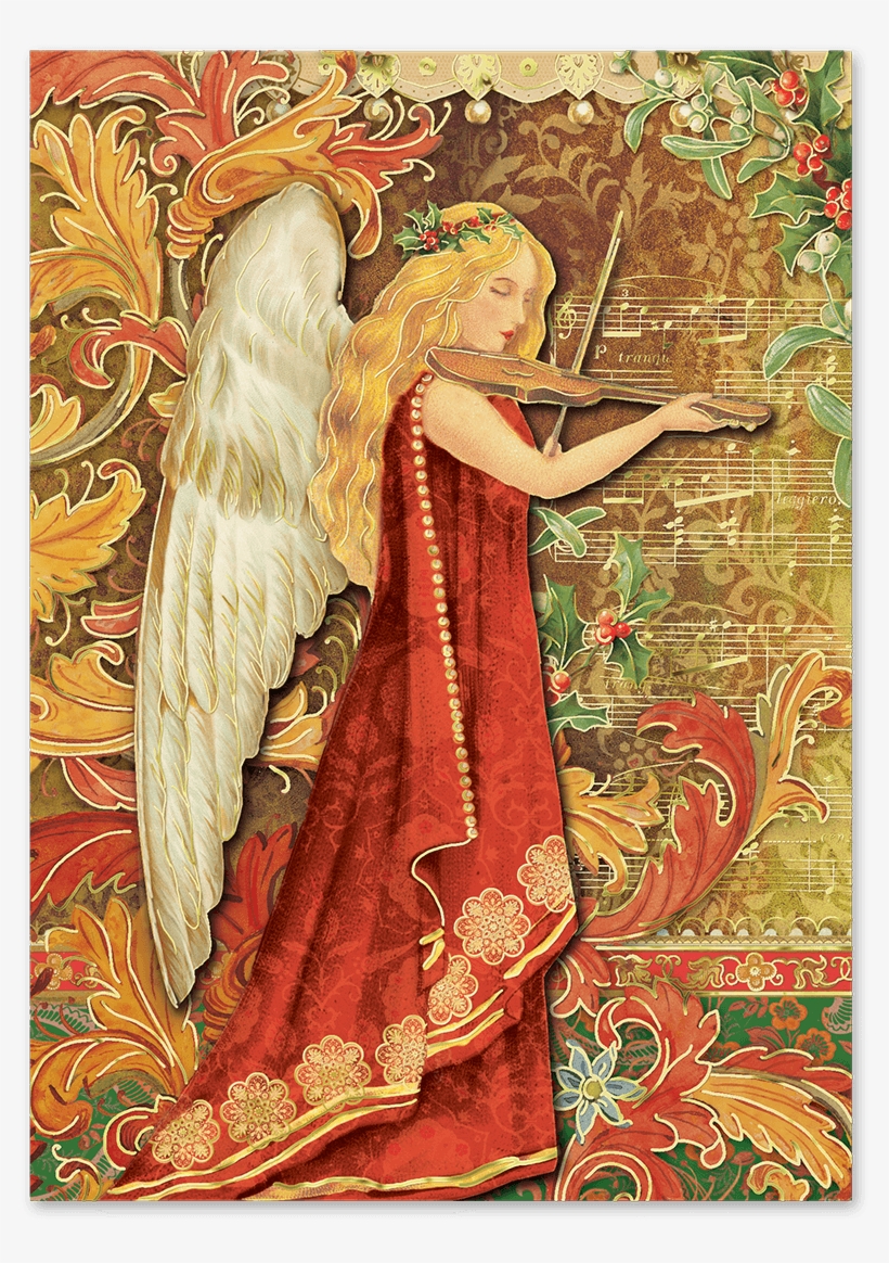 Violin Angel Boxed Holiday Cards - Punch Studio 16-ct. Embellished Angel Music Holiday, transparent png #2870920