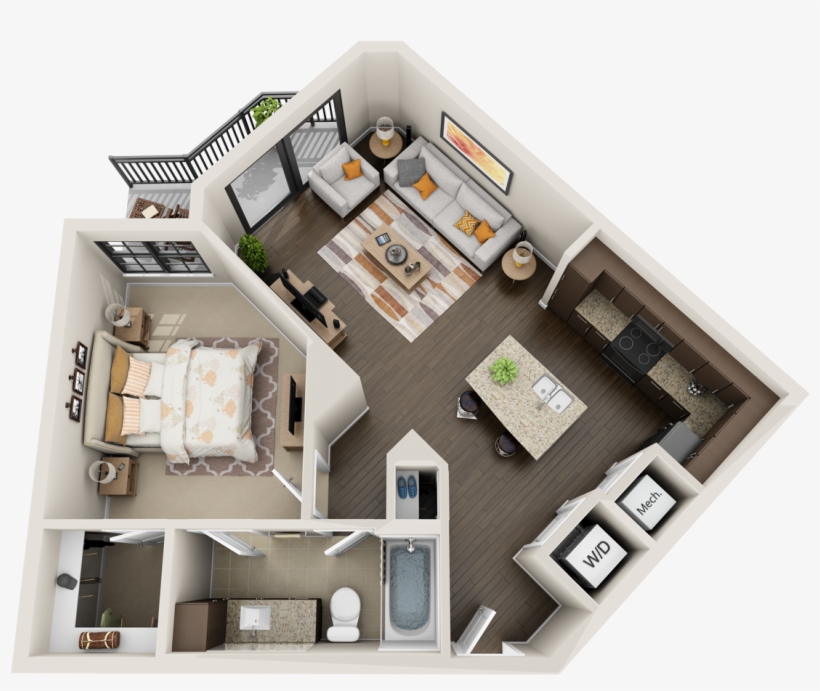 3d Floor Plan Image - Apartment 3d Floor Plans, transparent png #2871293