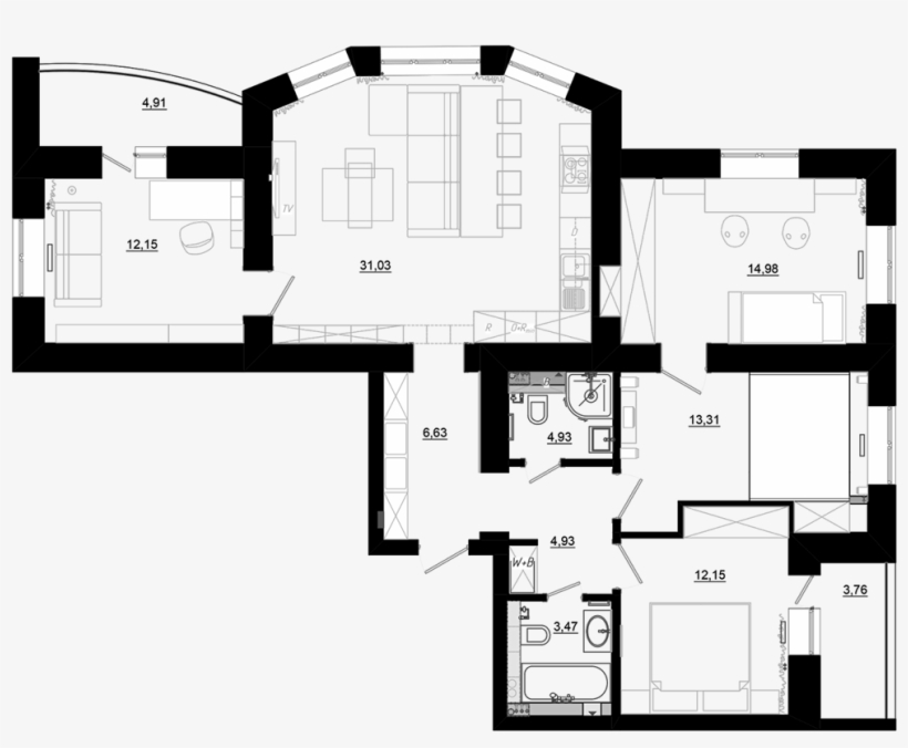 Cozy Apartment Floor Plan, transparent png #2871397