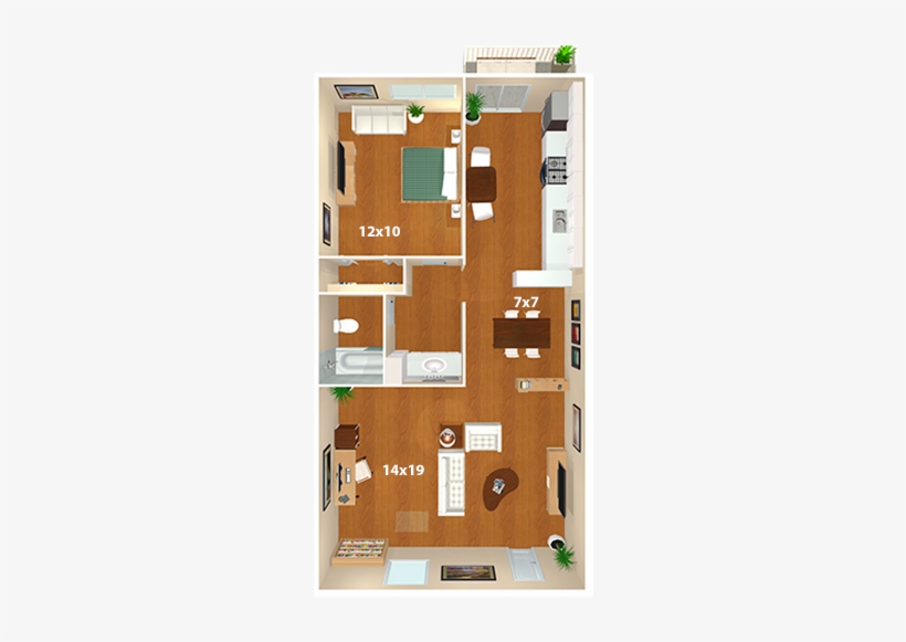 1 Bed / 1 Bath Apartment - Rosewood Apartments, transparent png #2872359