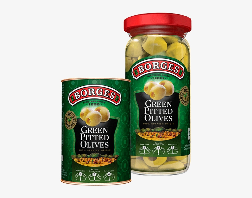 Pitted Green Olives - Borges Green Pitted Olives, transparent png #2872615