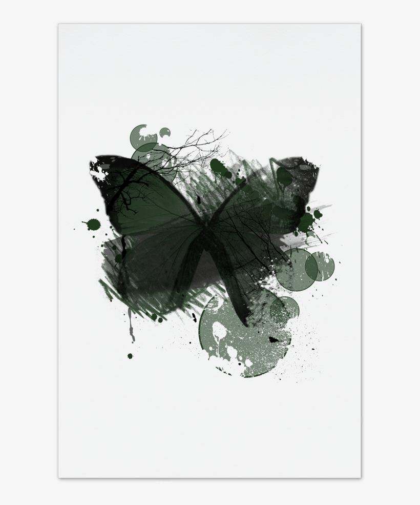 Green Butterfly Art Card - Poster, transparent png #2874160