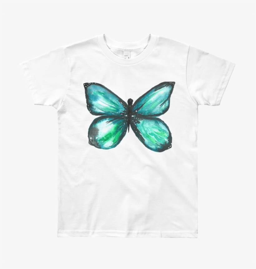 Green Butterfly Youth Short Sleeve T-shirt - Butterfly, transparent png #2874208