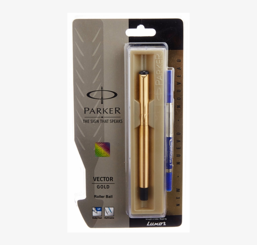 Parker Vector Gold Roller Ball Pen, transparent png #2875049