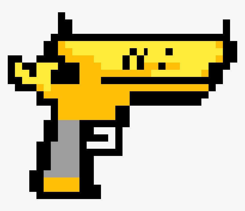 Pistola De Oro - Pixel Art Minecraft Guns, transparent png #2875321