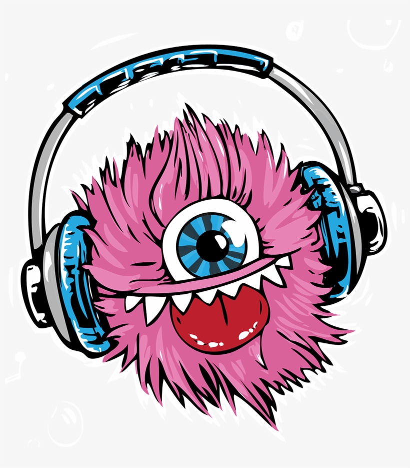 Monsters Clip Art - Monster With Headphones Clipart, transparent png #2876361