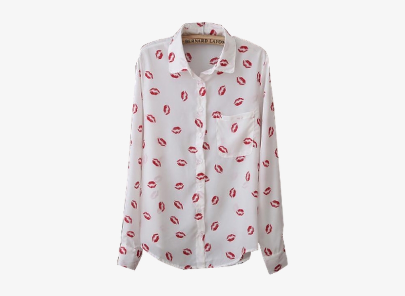 Camisa Blanca Besos - Camisa Blanca Con Besos, transparent png #2876433