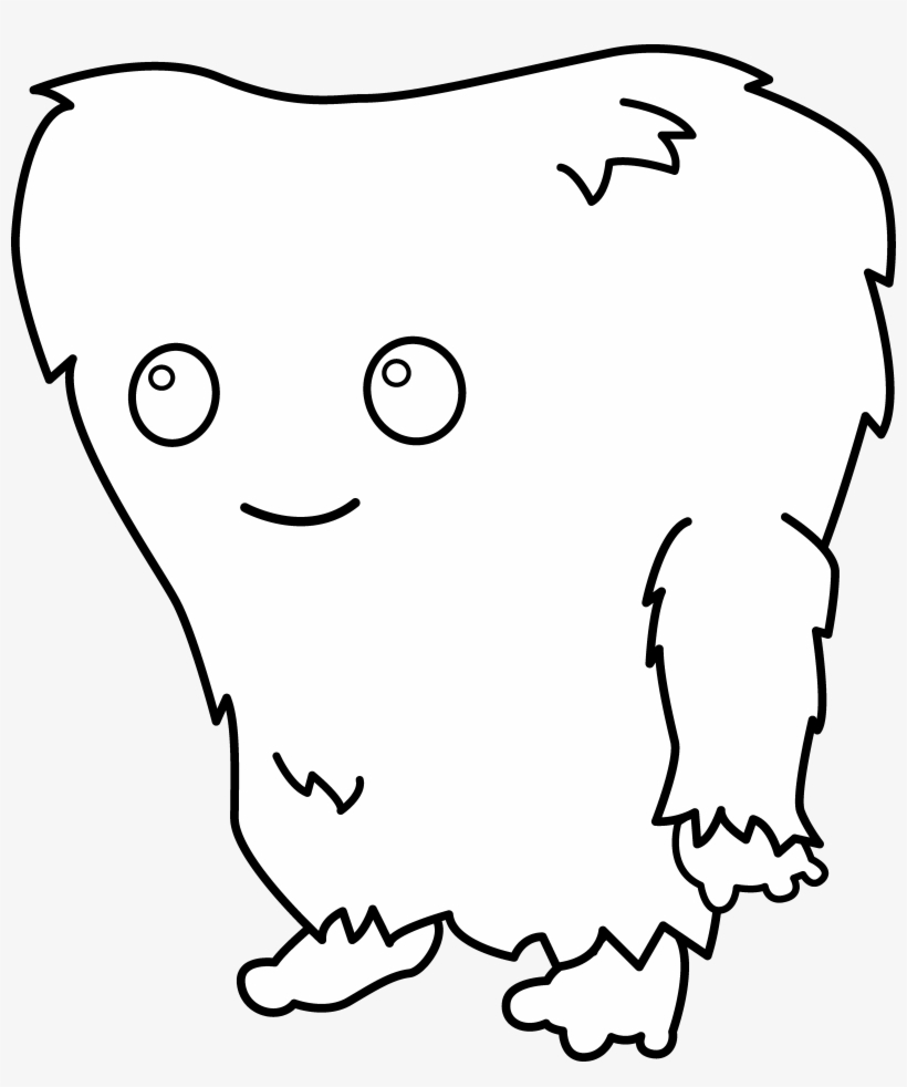 Cute Monster Clipart Black And White Fuzzy - Clip Art Monster Black And White, transparent png #2876464