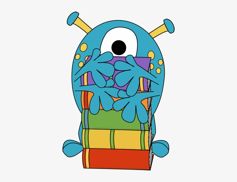 Four Arm Monster Hugging Books Clip Art Image Funny - Monsters Reading Clipart, transparent png #2876542