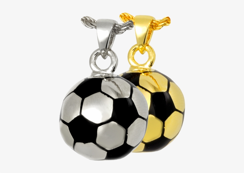 Soccer Ball Cremation Jewelry Shown In Silver And Gold - Transparent Metal Soccer Ball, transparent png #2876862