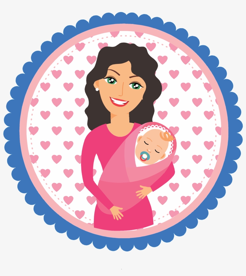 Free Clipart Of A Happy Mom Holding Her Baby In A Circle - Mother With Baby Png, transparent png #2877037