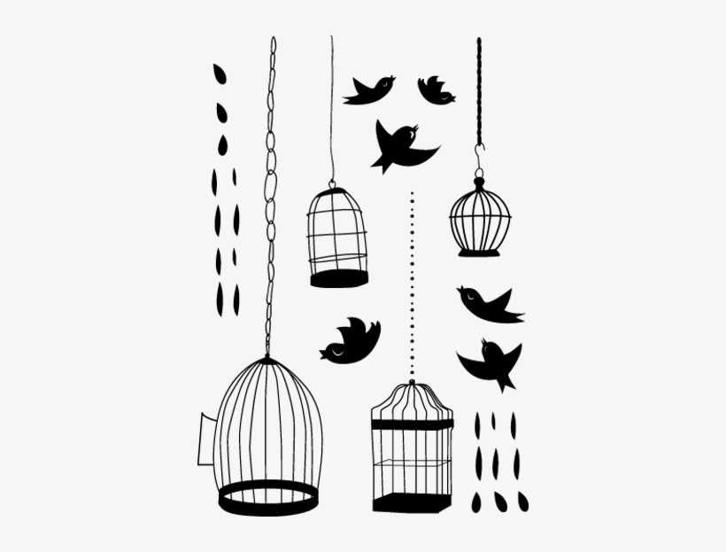 Bird And Cages Kids Wall Sticker - Vinilos Jaulas Y Pajaros, transparent png #2877481