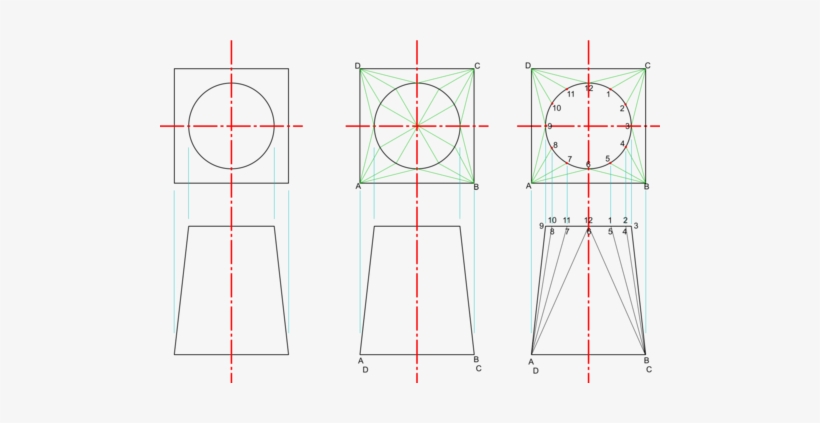 Construction For A Square To Round Transition Piece - Square To Round, transparent png #2877766