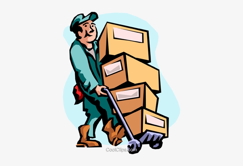 Man Moving Boxes Royalty Free Vector Clip Art Illustration - Moving Pictures Clip Art, transparent png #2878016