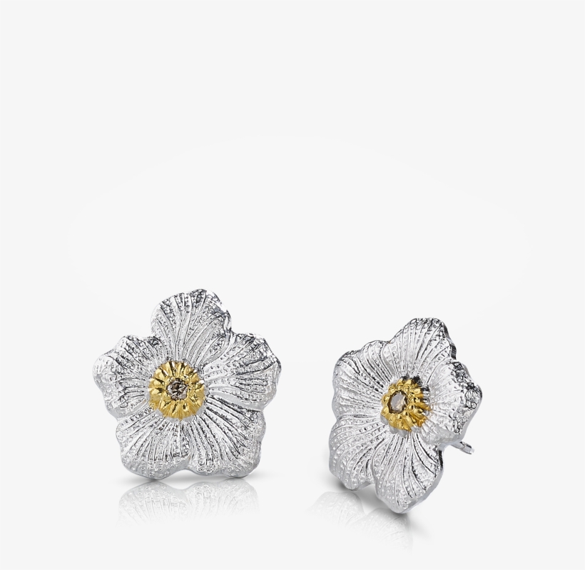 Gardenia Small Button Earrings - Buccellati Blossoms Gardenia Small Earrings With Brown, transparent png #2878450