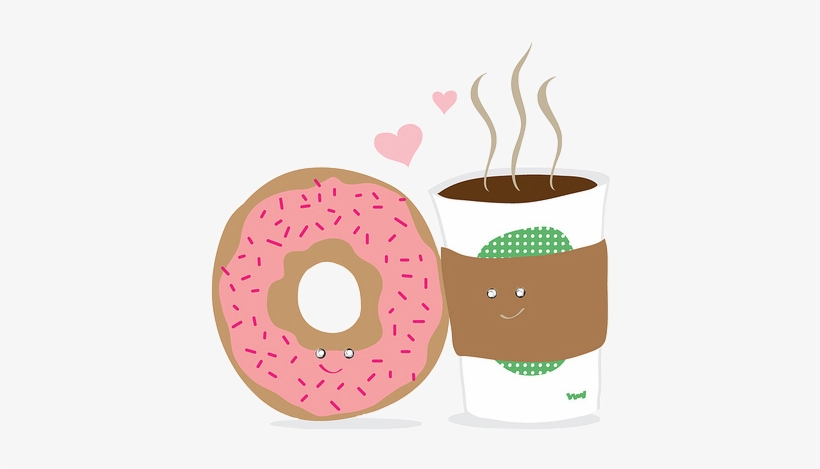 Coffee Stickers Donut Kawaii Cartoon Freetoedit Cafe - Donuts And Coffee Cartoon, transparent png #2879178