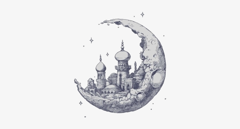 Free Moon Drawings Tumblr - Castle In Clouds Drawing, transparent png #2880070