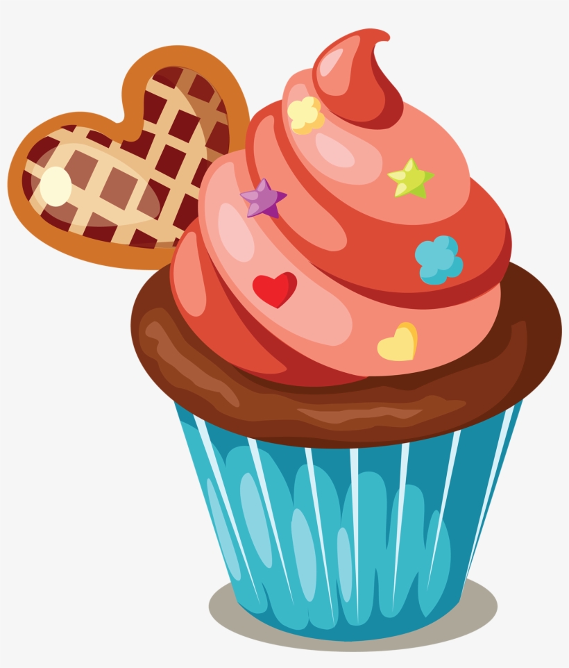 Cupcake Icing Birthday Cake Muffin Clip Art - Cakes And Cupcakes Clipart, transparent png #2880733