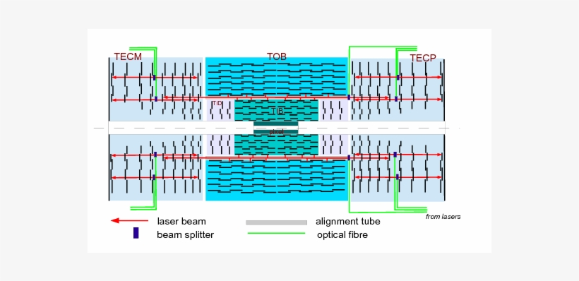 Distribution Of The Laser Beams In The Cms Tracker - Diagram, transparent png #2880830