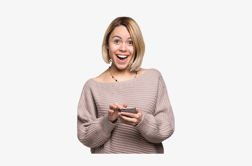 Woman Holding Phone - Woman Using Phone Png, transparent png #2881235