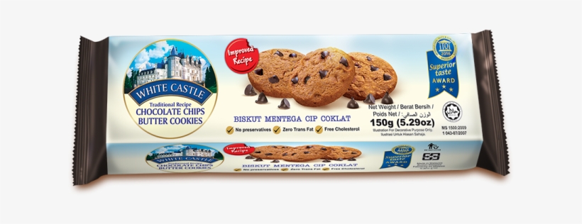 150g White Castle Chocolate Chips Butter Cookies - White Castle Cookies, transparent png #2881518