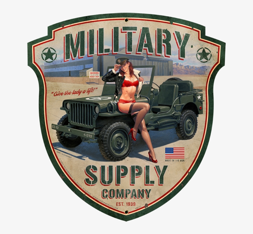 Vintage Tin Sign - Military Supply Shield Metal Sign 23 X 24 Inches, transparent png #2882508