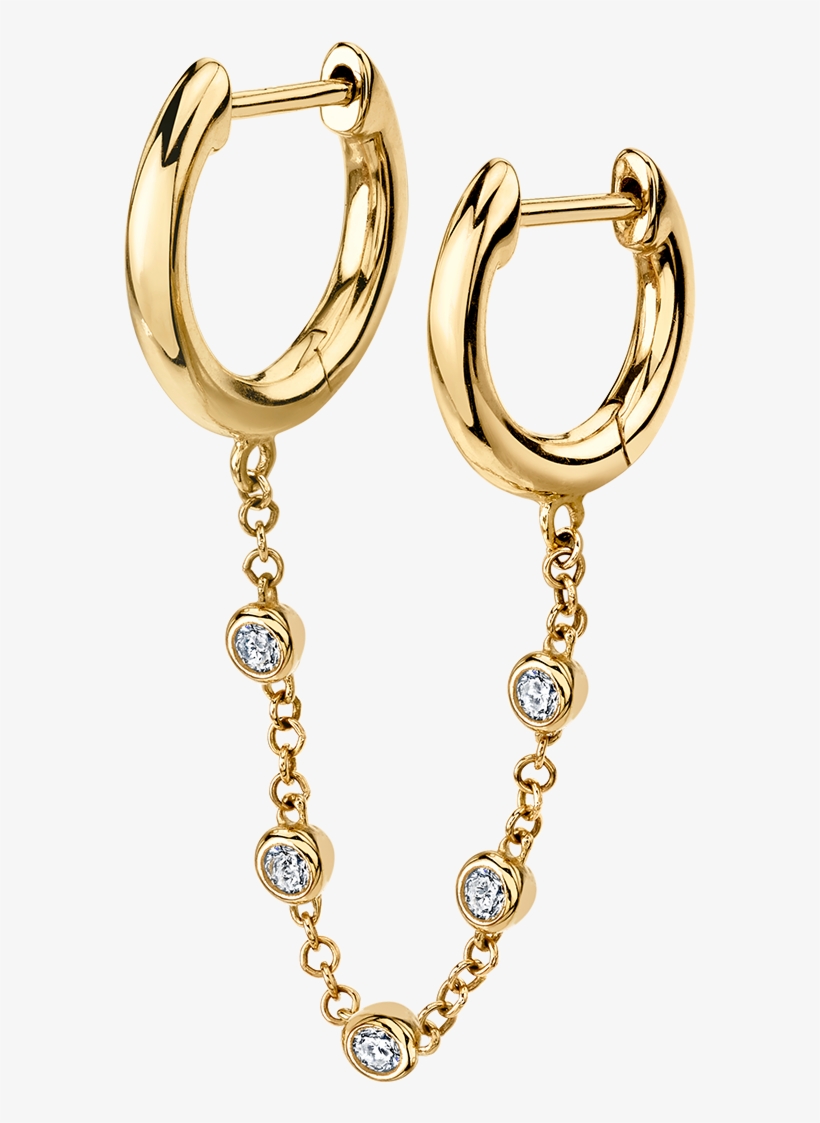 Diamond Chain Connected Slim Hoops - Chain, transparent png #2883330