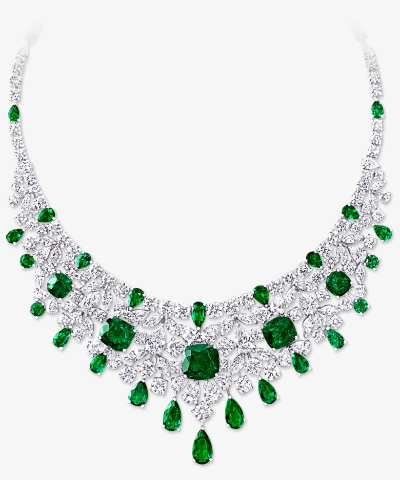 Emerald And Diamond Necklace - Jewellery, transparent png #2883523