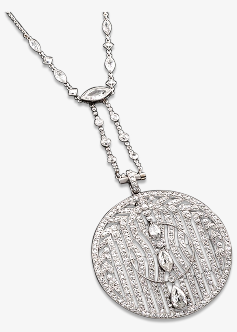 Art Deco Diamond Necklace - Locket, transparent png #2883601