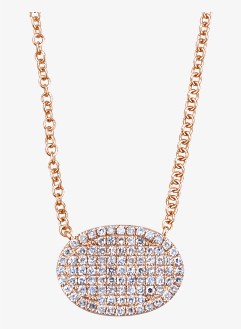 Oval Rose Gold And Diamond Necklace - Pendant, transparent png #2883690