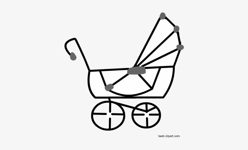 Black And White Baby Carriage Free Clipart - Baby Shower, transparent png #2883719