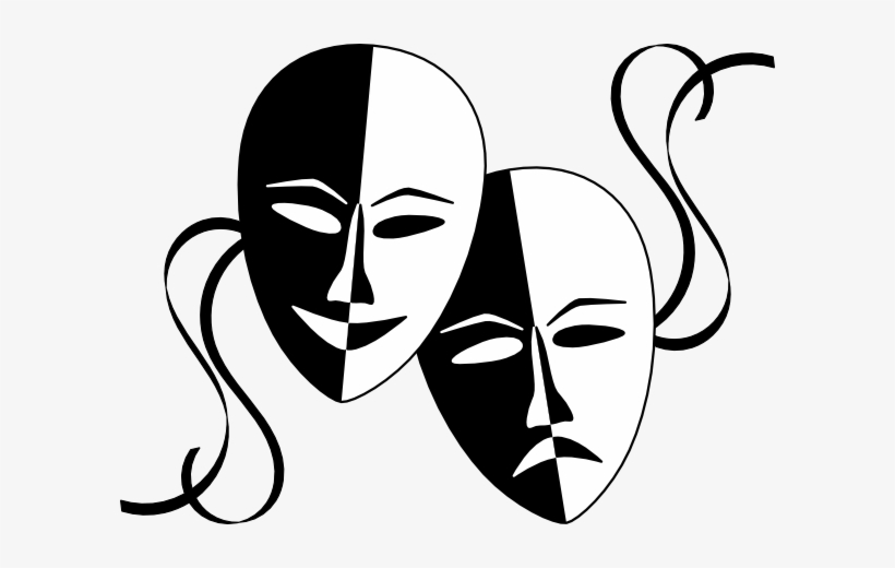 Drama Mask Clipart Download This Image As - Black And White Drama Mask, transparent png #2884676