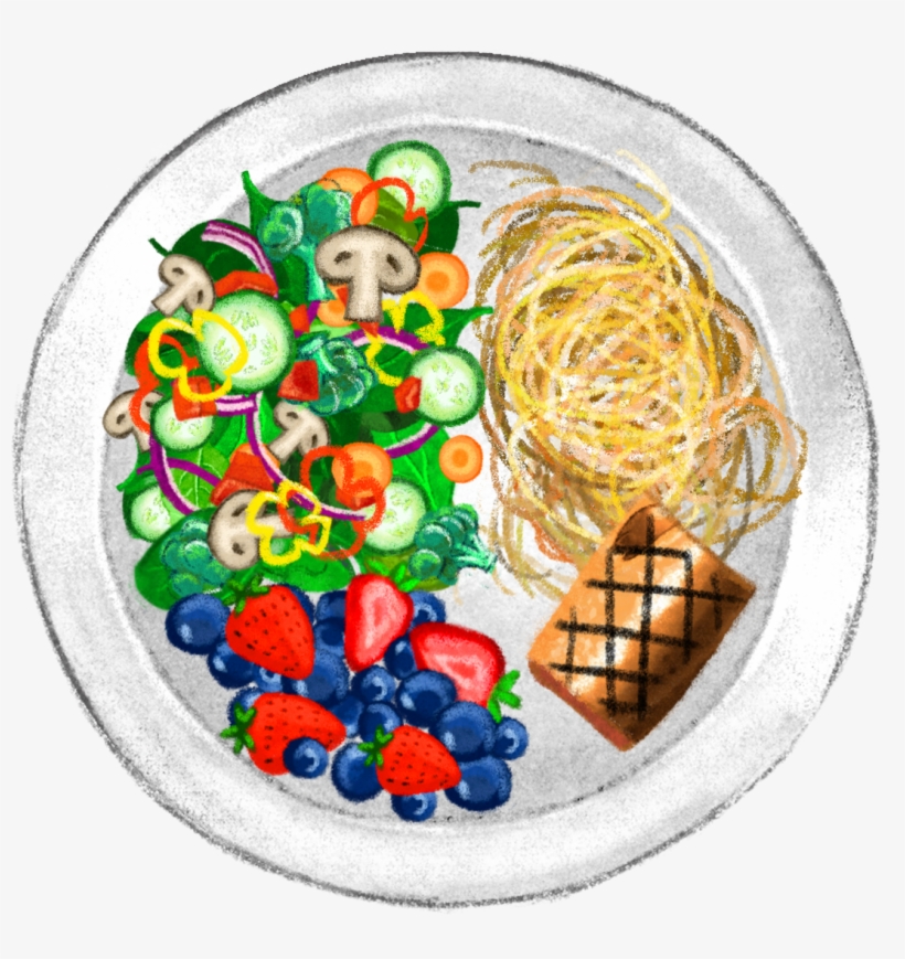 And Vegetables Took Up Half The Plate And Then Arranging - Fruit, transparent png #2884701