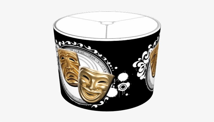 Gold Drama Masks Lampshade - Comedy Mask, transparent png #2884829