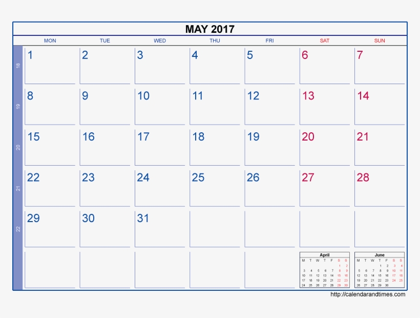 May 2017 Calendar Template - Calendar, transparent png #2886072