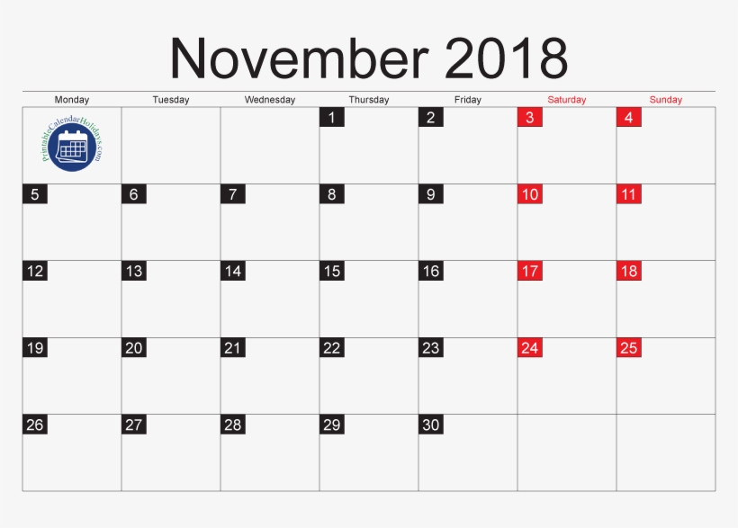 November 2018 Monthly Calendar In Pdf, Jpg - Moon Phases October 2018, transparent png #2886300