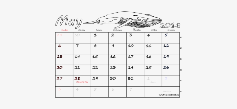 May 2018 Calendar Template May 2018 Calendar Printable - Calendar Luna Mai 2018, transparent png #2886327