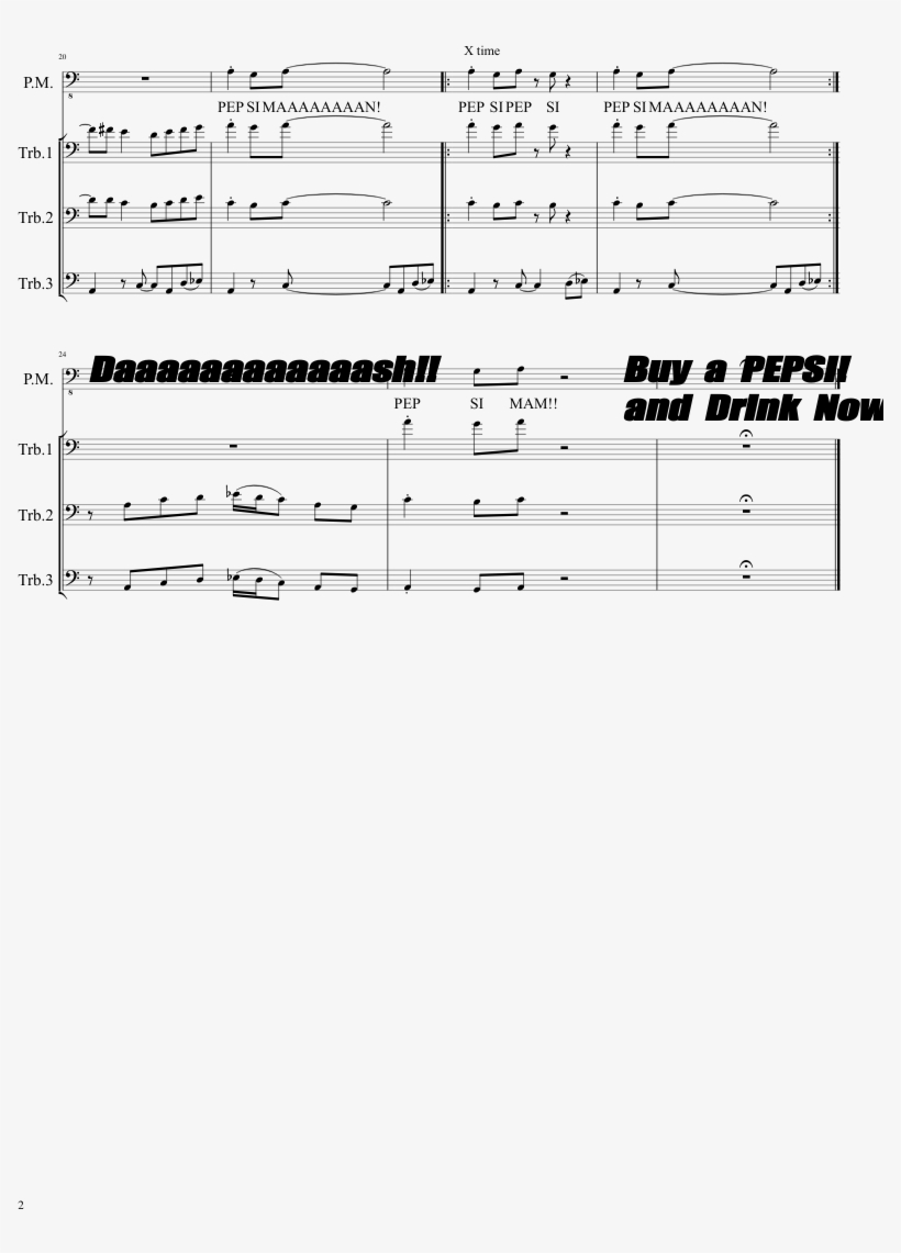 Pepsiman Sheet Music 2 Of 2 Pages - Pepsiman Theme Sheet Music, transparent png #2886622