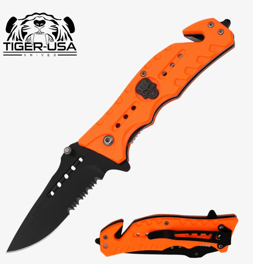 8" Tactical Rescue Skull Assisted Opening Pocket Knife - Knife, transparent png #2888512