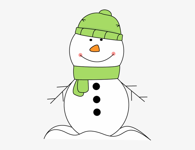 Snowman Wearing Green Scarf And Hat Clip Art - Snowman With Scarf And Hat, transparent png #2888541