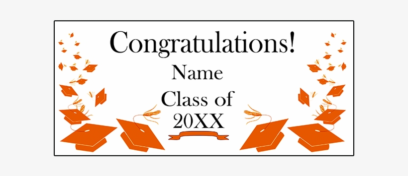 Click For Larger Picture Of Personalized Orange Mortarboard - Black Mortarboard Grad Door Banner, transparent png #2889367