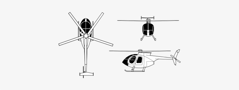 Md500e Orthographical Image - Mh 6 Little Bird Blueprint, transparent png #2889731